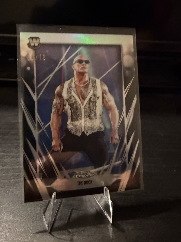 Topps 2026 Chrome WWE Serial Numbered The Rock #4/10 Sports Trading Card