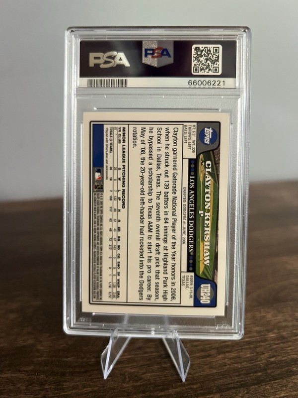 2008 Topps Updates & Highlights - Clayton Kershaw #UH240 (RC) PSA 8 view 2