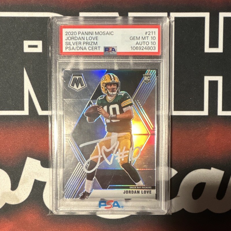 Panini 2020 Mosaic Rookies Jordan Love #211 Silver Prizm RC Auto PSA 106924803