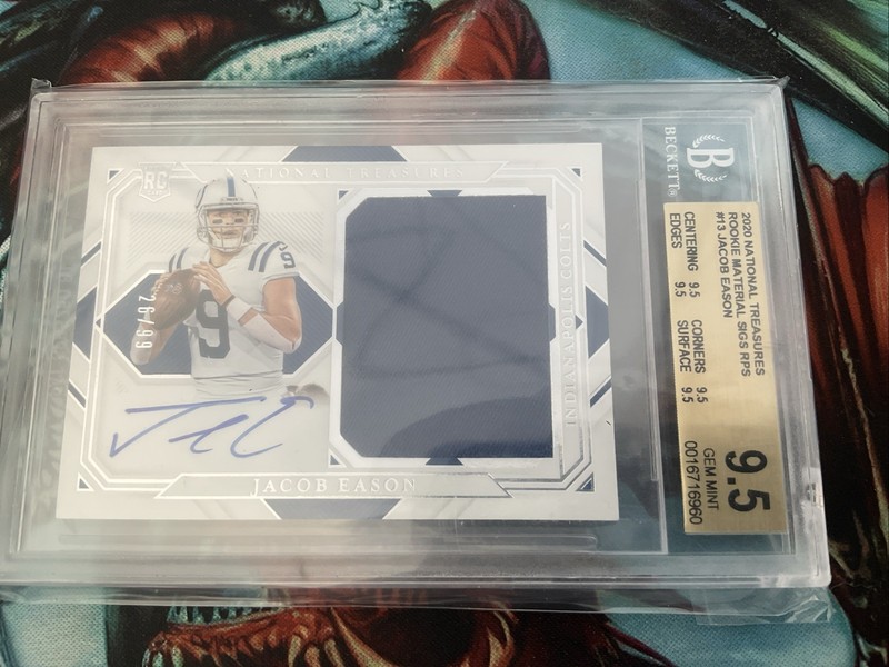 2020  National Treasure JACOB EASON RC Auto & MATERIAL/ 99!!! BGS 9.5/10 UW Colt
