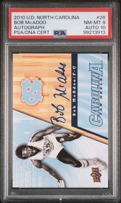PSA 8 Auto 10 -- BOB McADOO -- 2010 Upper Deck North Carolina ON-CARD Autograph