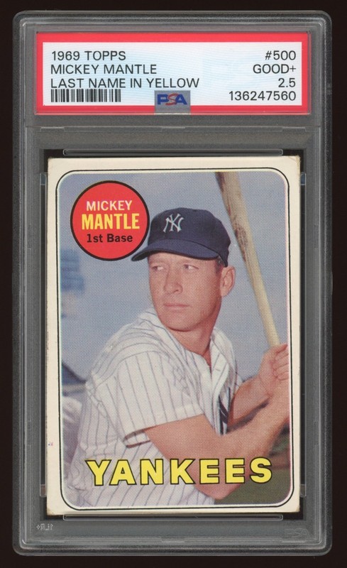 Mickey Mantle 1969 Topps Last Name In Yellow #500 PSA 2.5 - Yankees Legend
