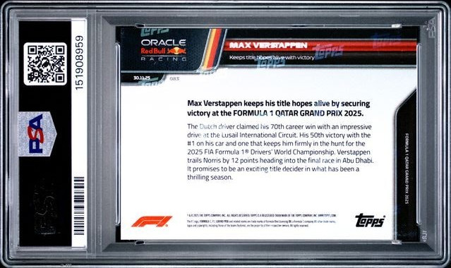 LOW POP PSA 10 2025 TOPPS NOW FORMULA 1 #83 MAX VERSTAPPEN view 2