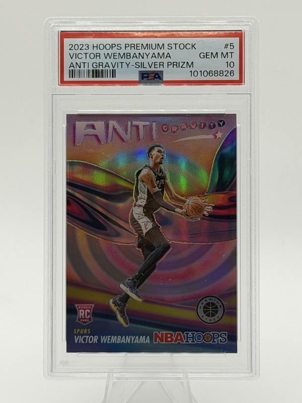Victor Wembanyama 2023 Hoops Premium Silver Prizm Anti Gravity #5 RC PSA 10
