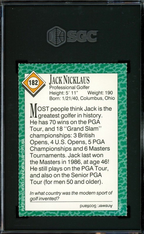 1990 SI/Sports Illustrated For Kids #182 JACK NICKLAUS HOF SGC 8 NMMT PSA Cross? view 2