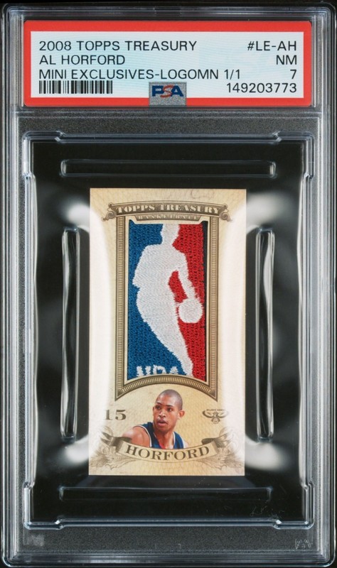 Al Horford 2008-09 TOPPS TREASURY MINI EXCLUSIVES GU LOGOMAN PATCH 1/1 PSA 7