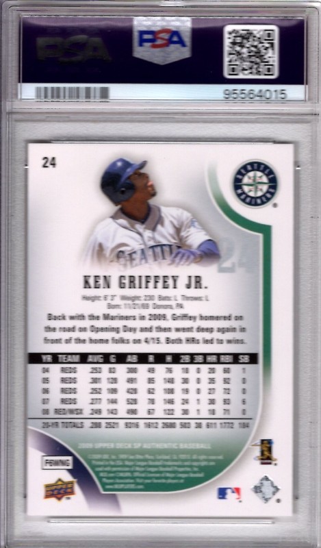 2009 SP Authentic Ken Griffey Jr. PSA 10 GEM MINT # 24 view 2