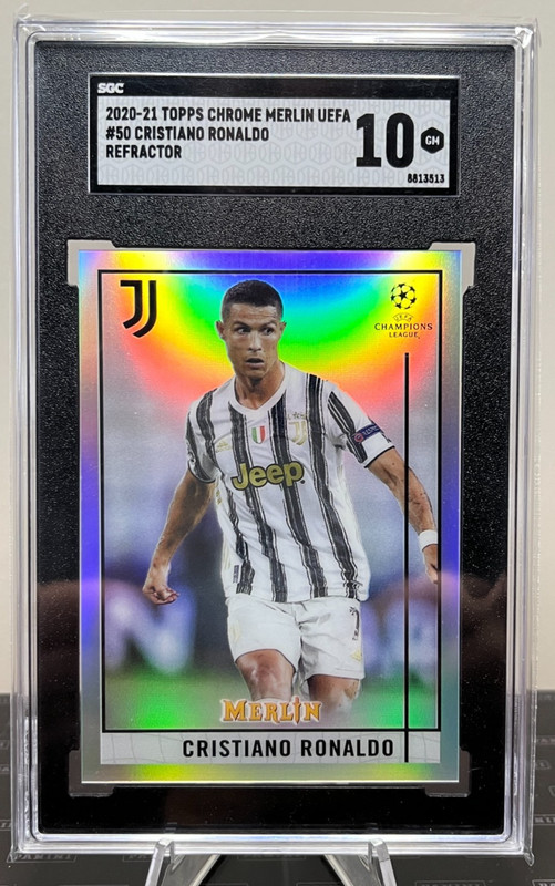 Cristiano Ronaldo 2020-21 Topps Merlin Chrome UEFA Silver Refractor #50 SGC 10