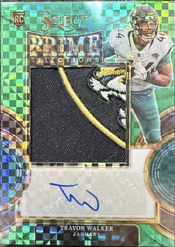 2022 Panini Select PS-TW Travon Walker PATCH AUTO LOGO Green #1/5 RC Jaguars 🐆