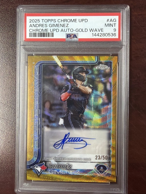 2025 Topps Chrome Update #AG - Andres Gimenez Gold Wave Auto /50