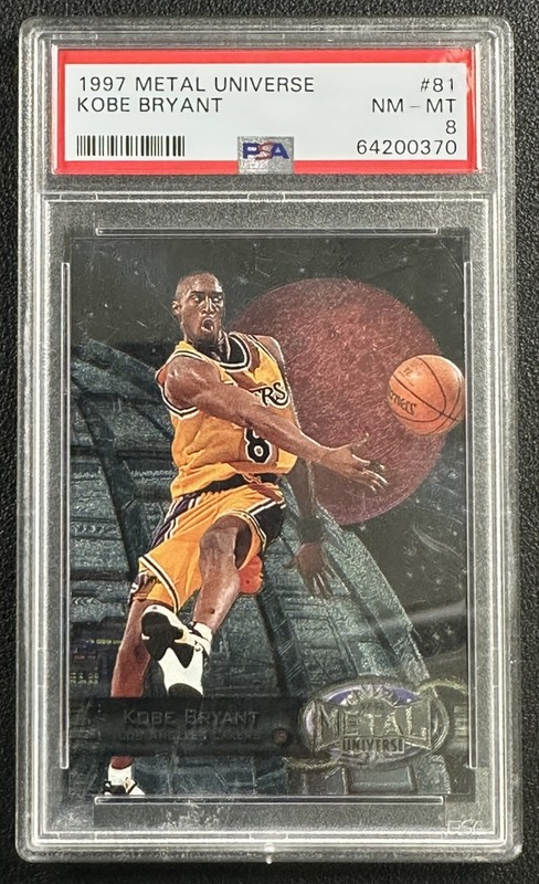 KOBE BRYANT PSA 8 1997-98 SKYBOX METAL UNIVERSE #81 2ND YEAR LAKERS 0370