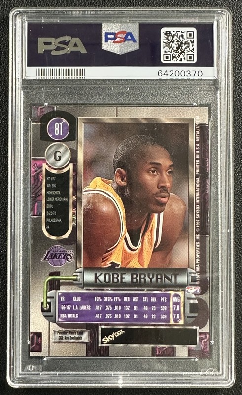 KOBE BRYANT PSA 8 1997-98 SKYBOX METAL UNIVERSE #81 2ND YEAR LAKERS 0370 view 2