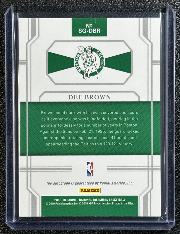DEE BROWN 2018-19 PANINI NATIONAL TREASURES #SG-DBR SIGNATURES AUTO PLATINUM 1/1 view 2