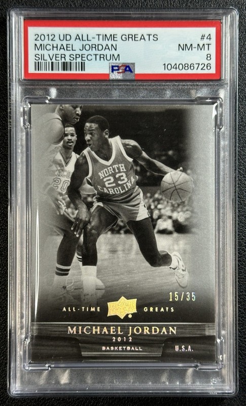 MICHAEL JORDAN PSA 8 2012 UPPER DECK ALL-TIME GREATS #4 SILVER SPECTRUM 15/35