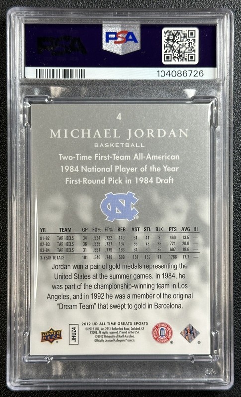 MICHAEL JORDAN PSA 8 2012 UPPER DECK ALL-TIME GREATS #4 SILVER SPECTRUM 15/35 view 2