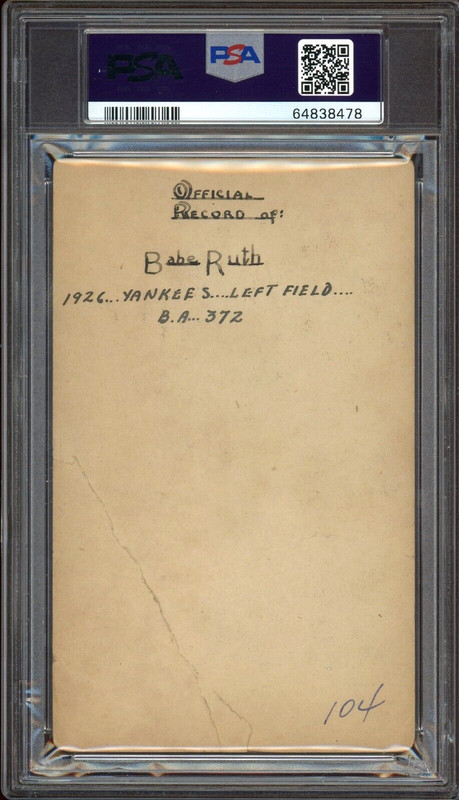 1921 Exhibits Geo. H Babe Ruth Card Yankees HOF - Certified PSA 1 MK - RARE Card view 2