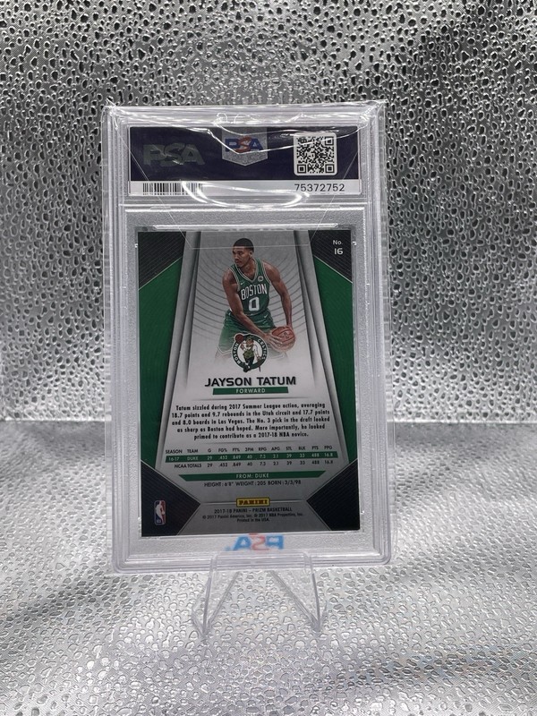 Panini 2017-18 Prizm Jayson Tatum #16 RC Rookie Boston Celtics PSA 9 view 2