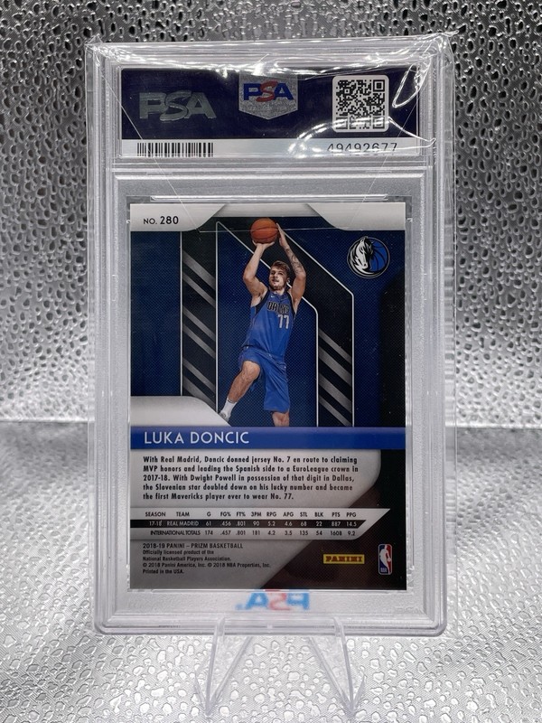 Panini 2018-19 Prizm Luka Doncic #280 RC Rookie Base PSA 9 Dallas Mavericks view 2