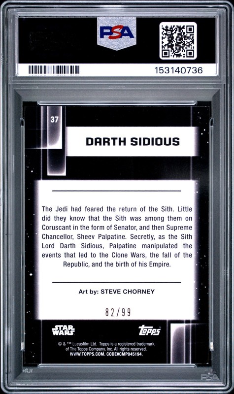 2021 Star Wars Chrome Galaxy Darth Sidious Wave Refractor /99 #37 PSA 9 view 2
