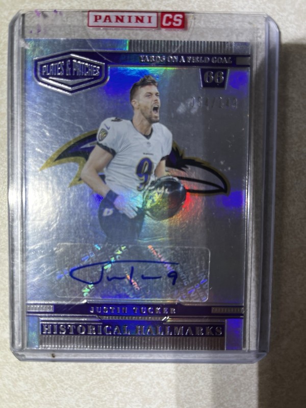 2023 Panini Plates & Patches - Historical Hallmarks Justin Tucker Auto /149