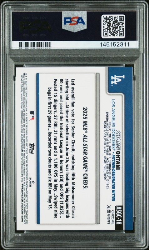 2025 Topps Chrome Update All Star Game #18 SHOHEI OHTANI Green Ref PSA 10 view 2