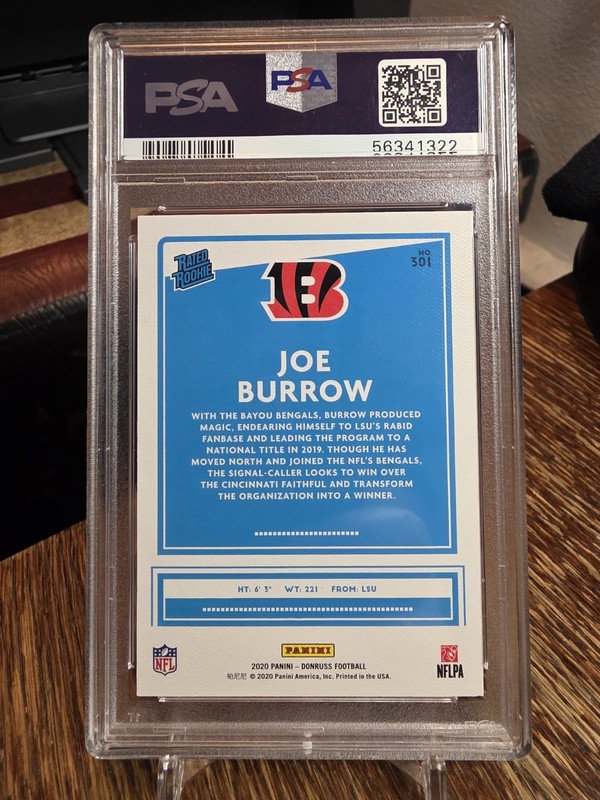 Joe Burrow (Rookie) PSA 10 - 2020 Panini Donruss - Rated Rookie Canvas Bengals view 2