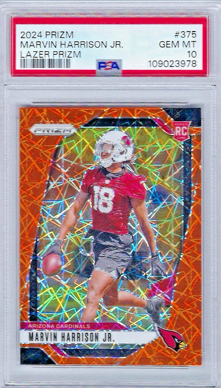 2024 Panini Prizm Marvin Harrison Jr #375 Lazer Prizm RC PSA 10 Cardinals