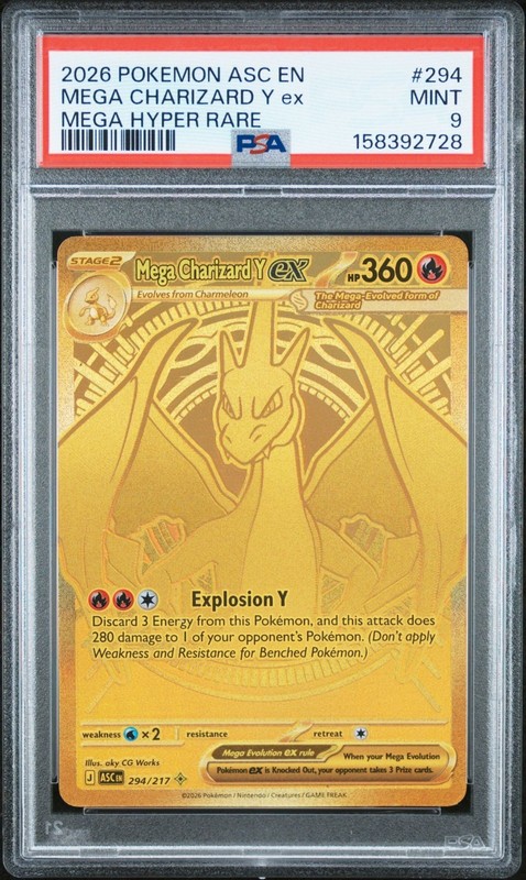 2026 POKEMON ASC EN-ASCENDED HEROES MEGA HYPER RARE MEGA CHARIZARD Y EX PSA 9