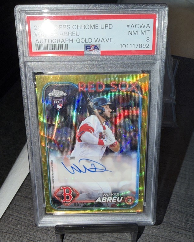WILYER ABREU 2024 Topps Chrome Update Gold  RC Auto /50 PSA 8 Red Sox #AC-WA