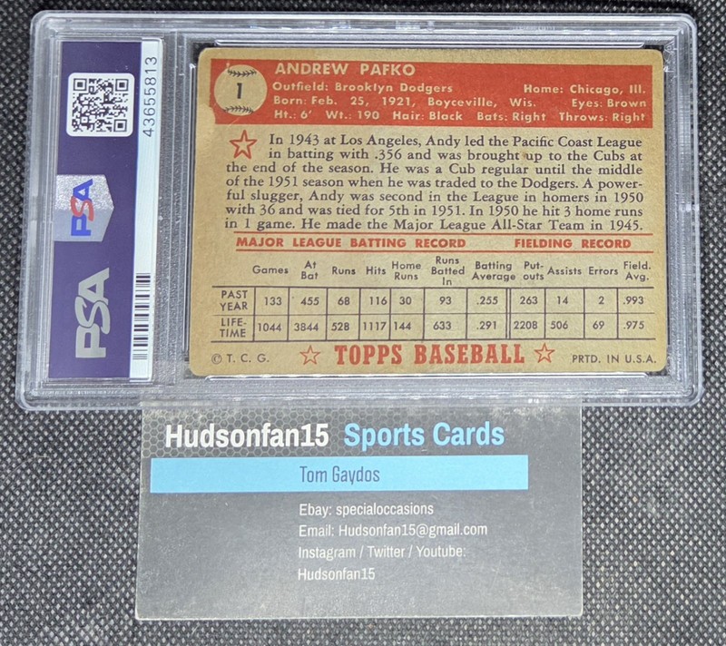Andy Pafko 1952 Topps #1 PSA 1.5 FR Brooklyn Dodgers view 2