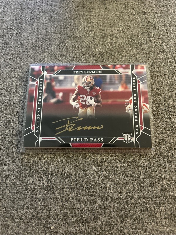 2021 Trey Sermon PWE $1.10 National Treasures Field Pass Auto Rc 14/99 49ers