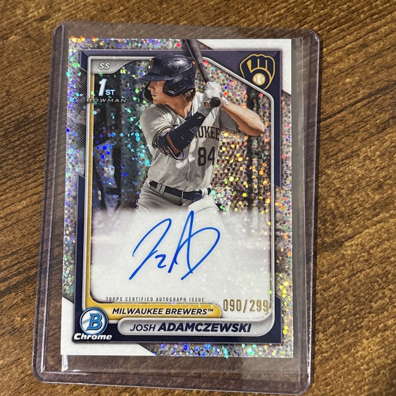 2024 Bowman Chrome Josh Adamczewski Auto Speckle Refractor 1st #/299 Brewers