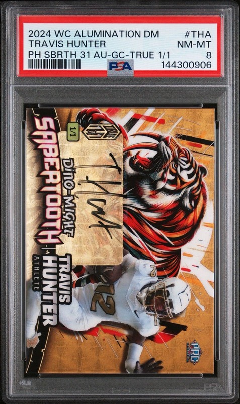 Travis Hunter Auto Gold Circle Foil True 1/1 Rookie Card PSA NM-MT  8 Graded