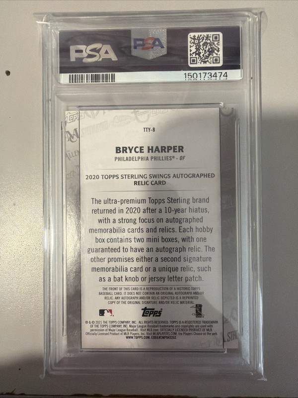 2021 TOPPS THROUGH THE YEARS - TTY 8 - BRYCE HARPER - PSA 9 view 2