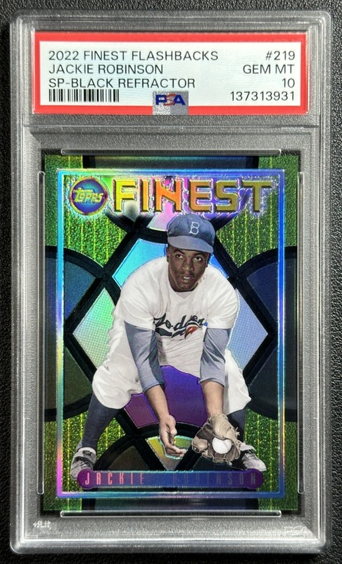 JACKIE ROBINSON PSA 10 2022 TOPPS FINEST FLASHBACKS #219 BLACK REFRACTOR 22/25
