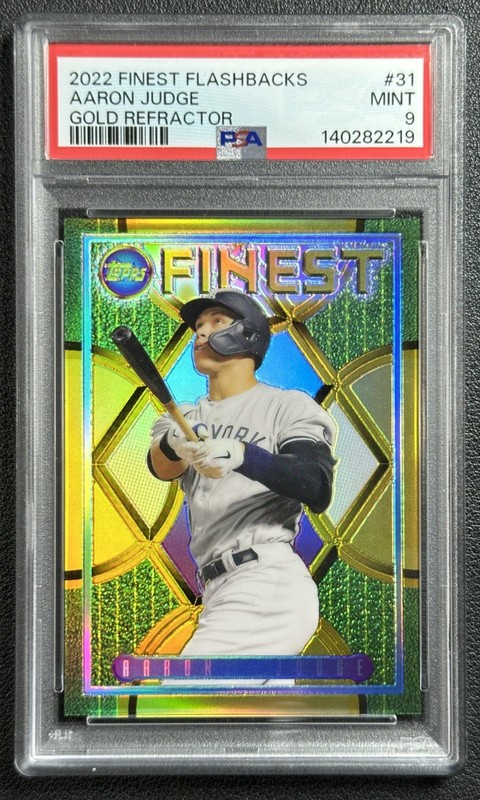 AARON JUDGE PSA 9 2022 TOPPS FINEST FLASHBACKS #31 GOLD REFRACTOR 47/50 YANKEES