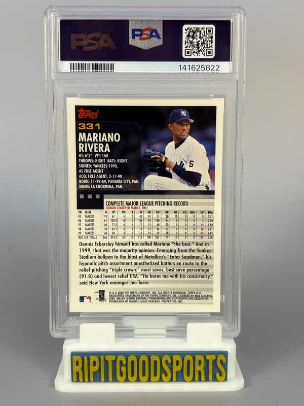 Mariano Rivera 2000 Topps #331 PSA 10 Gem MT Yankees HOF view 2