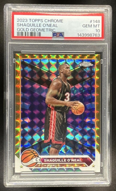 Shaquille O'Neal 2023-24 Topps Chrome #148 Gold Geometric /50 PSA 10 HOF
