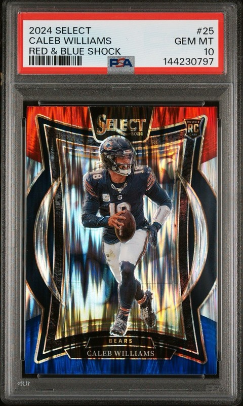 2024 Select Caleb Williams 25 Red Blue Shock PSA 10 RC Rookie view 1