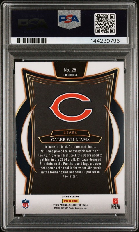 2024 Select Caleb Williams 25 Black Red Shock PSA 10 RC Rookie  view 2