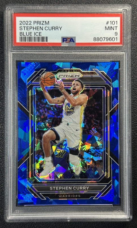 STEPHEN CURRY PSA 9 2022-23 PANINI PRIZM #101 BLUE ICE 12/125 WARRIORS