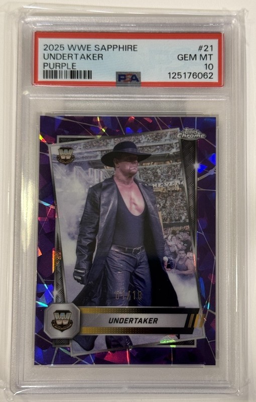 2025 WWE Topps Chrome Sapphire Undertaker #22 Purple 1/10 PSA 10