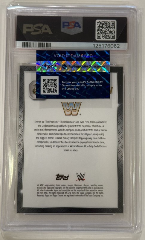 2025 WWE Topps Chrome Sapphire Undertaker #22 Purple 1/10 PSA 10 view 2
