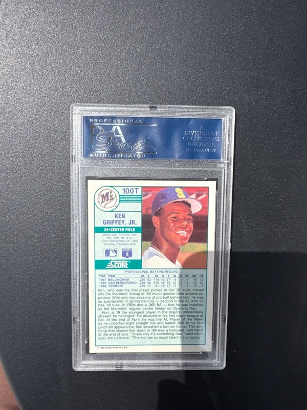 1989 Score Rookie & Traded - Ken Griffey Jr #100T ROOKIE Psa 9 MINT view 2