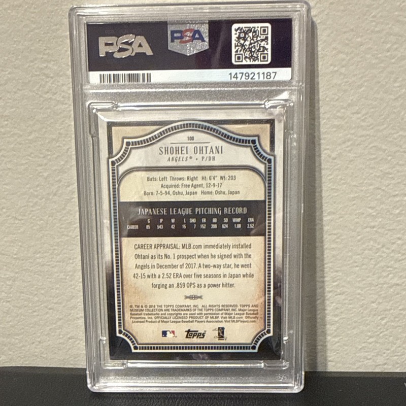 2018 Topps Museum Collection Shohei Ohtani RC Rookie Sapphire /150 PSA 8 Rare SP view 2