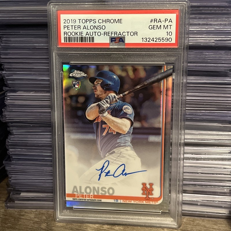 2019 Topps Chrome Pete Alonso RC Auto PSA 10 Rookie Refractor Auto /499 Mets