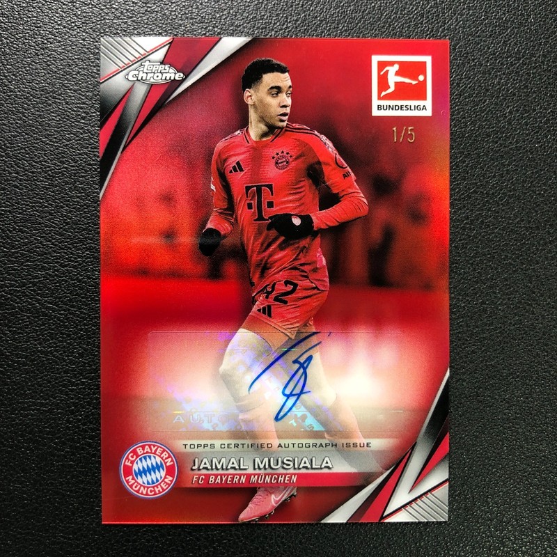 2024-25 Topps Chrome Bundesliga Auto Jamal Musiala Red Refractor 1/5 ≈1/1