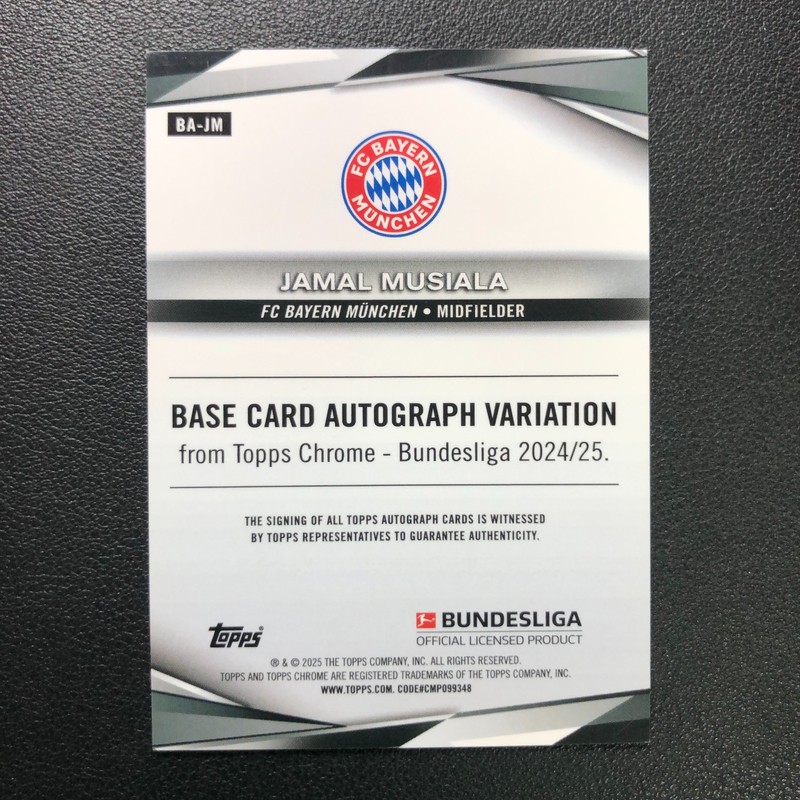 2024-25 Topps Chrome Bundesliga Auto Jamal Musiala Red Refractor 1/5 ≈1/1 view 2