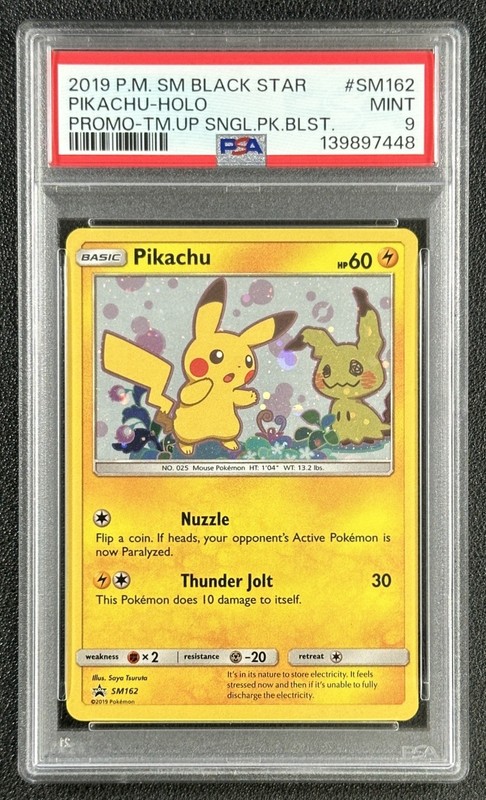 PIKACHU PSA 9 2019 POKEMON SM BSP #SM162 TEAM UP SINGLE BLISTER HOLO 7448