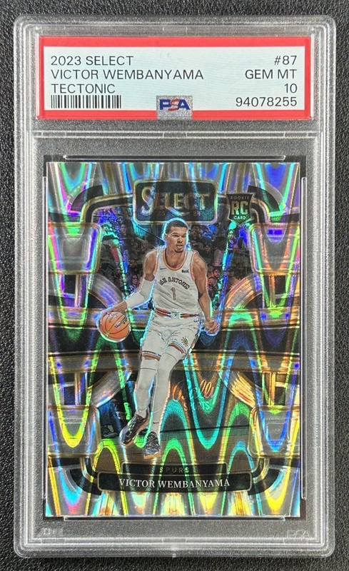 VICTOR WEMBANYAMA PSA 10 2023 PANINI SELECT #87 TECTONIC PRIZM RC CONCOURSE 255